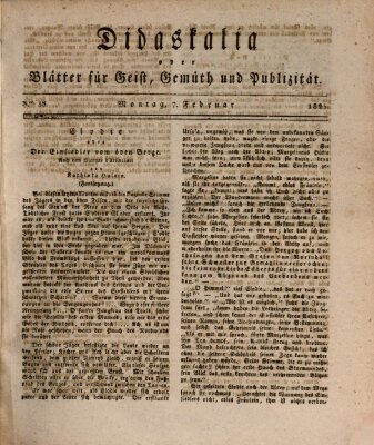 Didaskalia oder Blätter für Geist, Gemüth und Publizität (Didaskalia) Montag 7. Februar 1825