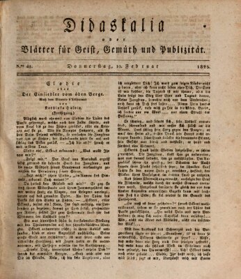 Didaskalia oder Blätter für Geist, Gemüth und Publizität (Didaskalia) Donnerstag 10. Februar 1825