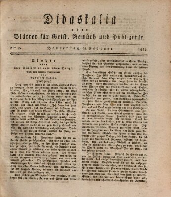 Didaskalia oder Blätter für Geist, Gemüth und Publizität (Didaskalia) Donnerstag 24. Februar 1825