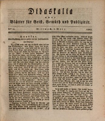 Didaskalia oder Blätter für Geist, Gemüth und Publizität (Didaskalia) Mittwoch 2. März 1825