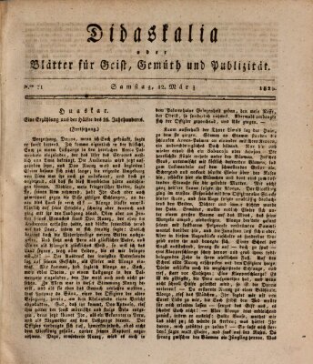 Didaskalia oder Blätter für Geist, Gemüth und Publizität (Didaskalia) Samstag 12. März 1825