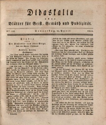 Didaskalia oder Blätter für Geist, Gemüth und Publizität (Didaskalia) Donnerstag 28. April 1825