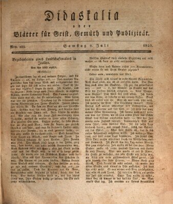 Didaskalia oder Blätter für Geist, Gemüth und Publizität (Didaskalia) Samstag 2. Juli 1825