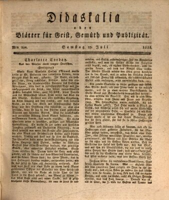 Didaskalia oder Blätter für Geist, Gemüth und Publizität (Didaskalia) Samstag 23. Juli 1825