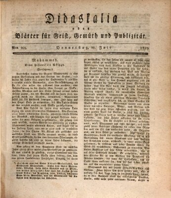 Didaskalia oder Blätter für Geist, Gemüth und Publizität (Didaskalia) Donnerstag 28. Juli 1825