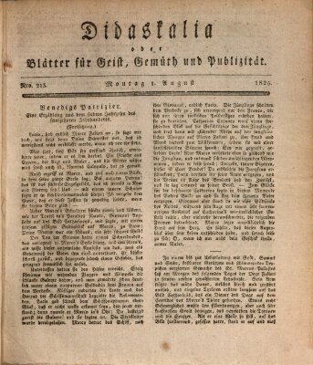 Didaskalia oder Blätter für Geist, Gemüth und Publizität (Didaskalia) Montag 1. August 1825