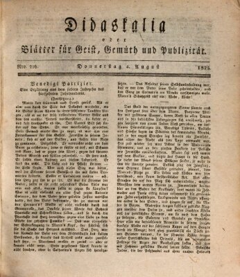 Didaskalia oder Blätter für Geist, Gemüth und Publizität (Didaskalia) Donnerstag 4. August 1825