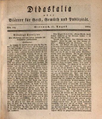 Didaskalia oder Blätter für Geist, Gemüth und Publizität (Didaskalia) Mittwoch 17. August 1825