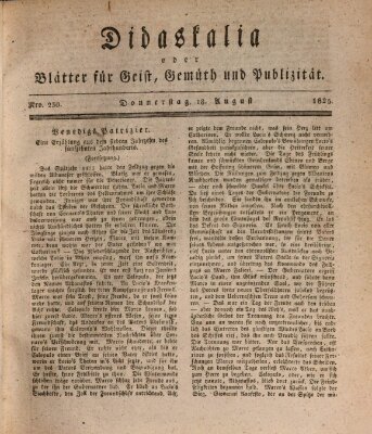 Didaskalia oder Blätter für Geist, Gemüth und Publizität (Didaskalia) Donnerstag 18. August 1825