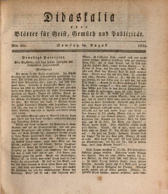 Didaskalia oder Blätter für Geist, Gemüth und Publizität (Didaskalia) Samstag 20. August 1825