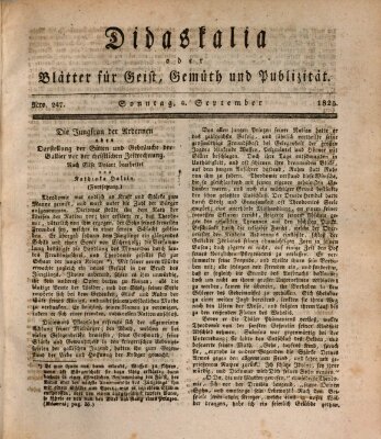 Didaskalia oder Blätter für Geist, Gemüth und Publizität (Didaskalia) Sonntag 4. September 1825