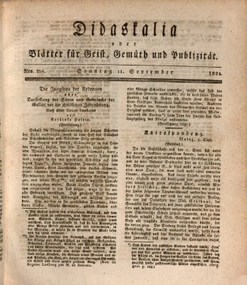 Didaskalia oder Blätter für Geist, Gemüth und Publizität (Didaskalia) Sonntag 11. September 1825