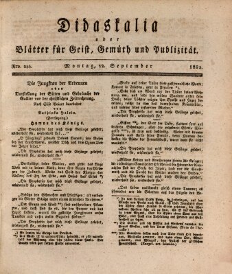 Didaskalia oder Blätter für Geist, Gemüth und Publizität (Didaskalia) Montag 12. September 1825