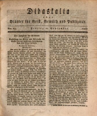 Didaskalia oder Blätter für Geist, Gemüth und Publizität (Didaskalia) Freitag 16. September 1825