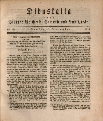 Didaskalia oder Blätter für Geist, Gemüth und Publizität (Didaskalia) Samstag 17. September 1825