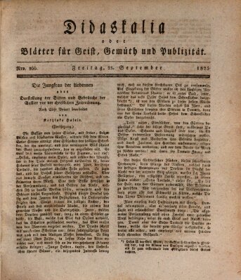 Didaskalia oder Blätter für Geist, Gemüth und Publizität (Didaskalia) Freitag 23. September 1825