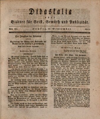 Didaskalia oder Blätter für Geist, Gemüth und Publizität (Didaskalia) Samstag 24. September 1825