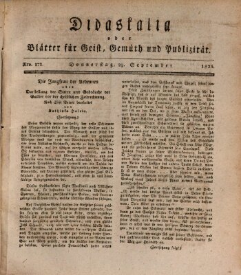 Didaskalia oder Blätter für Geist, Gemüth und Publizität (Didaskalia) Donnerstag 29. September 1825