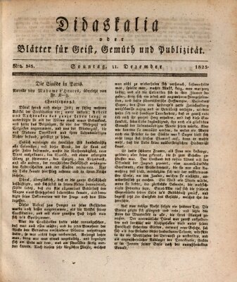 Didaskalia oder Blätter für Geist, Gemüth und Publizität (Didaskalia) Sonntag 11. Dezember 1825