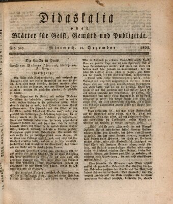 Didaskalia oder Blätter für Geist, Gemüth und Publizität (Didaskalia) Mittwoch 14. Dezember 1825