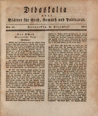 Didaskalia oder Blätter für Geist, Gemüth und Publizität (Didaskalia) Donnerstag 29. Dezember 1825