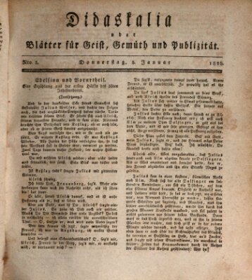 Didaskalia oder Blätter für Geist, Gemüth und Publizität (Didaskalia) Donnerstag 5. Januar 1826