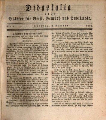 Didaskalia oder Blätter für Geist, Gemüth und Publizität (Didaskalia) Sonntag 8. Januar 1826