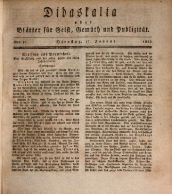 Didaskalia oder Blätter für Geist, Gemüth und Publizität (Didaskalia) Dienstag 17. Januar 1826