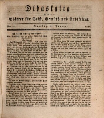 Didaskalia oder Blätter für Geist, Gemüth und Publizität (Didaskalia) Samstag 21. Januar 1826