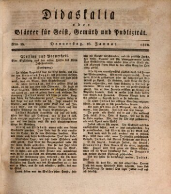 Didaskalia oder Blätter für Geist, Gemüth und Publizität (Didaskalia) Donnerstag 26. Januar 1826