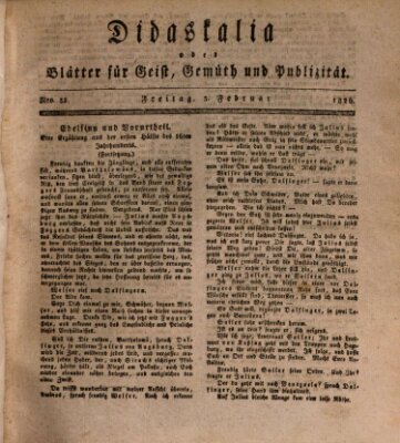 Didaskalia oder Blätter für Geist, Gemüth und Publizität (Didaskalia) Freitag 3. Februar 1826