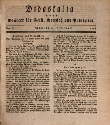 Didaskalia oder Blätter für Geist, Gemüth und Publizität (Didaskalia) Montag 6. Februar 1826