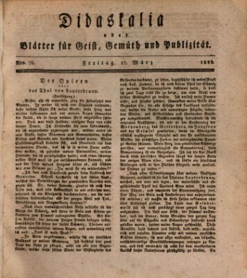 Didaskalia oder Blätter für Geist, Gemüth und Publizität (Didaskalia) Freitag 17. März 1826