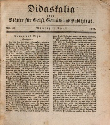 Didaskalia oder Blätter für Geist, Gemüth und Publizität (Didaskalia) Montag 17. April 1826