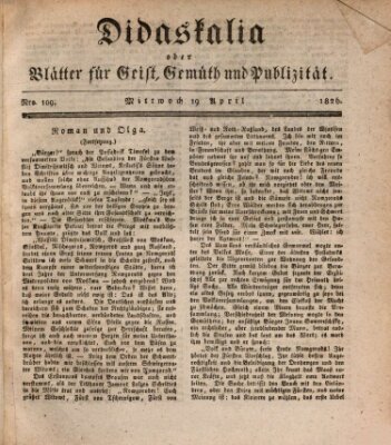 Didaskalia oder Blätter für Geist, Gemüth und Publizität (Didaskalia) Mittwoch 19. April 1826