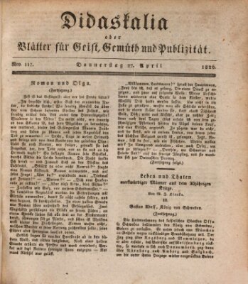 Didaskalia oder Blätter für Geist, Gemüth und Publizität (Didaskalia) Donnerstag 27. April 1826