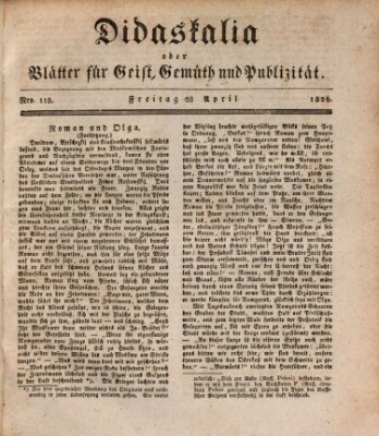 Didaskalia oder Blätter für Geist, Gemüth und Publizität (Didaskalia) Freitag 28. April 1826