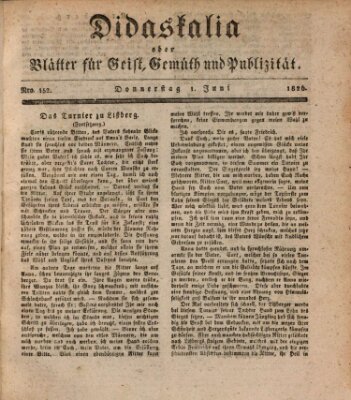 Didaskalia oder Blätter für Geist, Gemüth und Publizität (Didaskalia) Donnerstag 1. Juni 1826