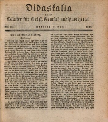 Didaskalia oder Blätter für Geist, Gemüth und Publizität (Didaskalia) Freitag 2. Juni 1826