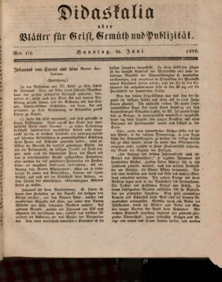 Didaskalia oder Blätter für Geist, Gemüth und Publizität (Didaskalia) Sonntag 25. Juni 1826