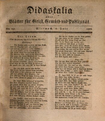 Didaskalia oder Blätter für Geist, Gemüth und Publizität (Didaskalia) Mittwoch 12. Juli 1826