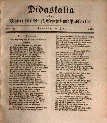 Didaskalia oder Blätter für Geist, Gemüth und Publizität (Didaskalia) Freitag 14. Juli 1826