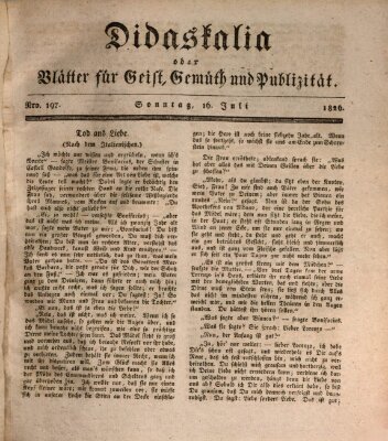 Didaskalia oder Blätter für Geist, Gemüth und Publizität (Didaskalia) Sonntag 16. Juli 1826