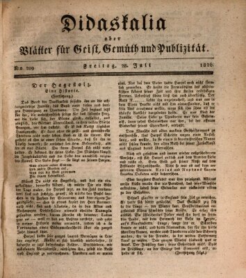 Didaskalia oder Blätter für Geist, Gemüth und Publizität (Didaskalia) Freitag 28. Juli 1826