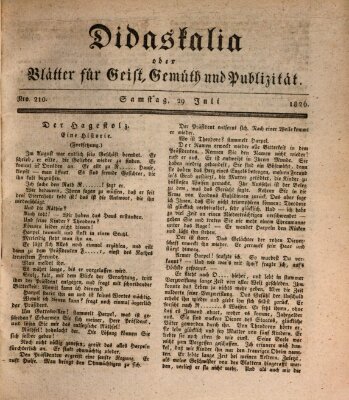 Didaskalia oder Blätter für Geist, Gemüth und Publizität (Didaskalia) Samstag 29. Juli 1826