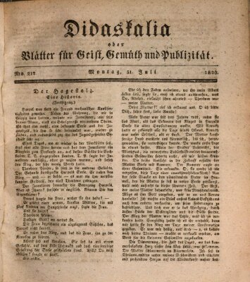 Didaskalia oder Blätter für Geist, Gemüth und Publizität (Didaskalia) Montag 31. Juli 1826