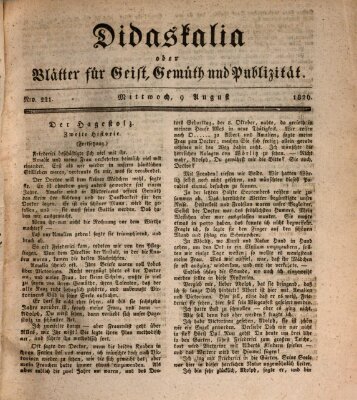 Didaskalia oder Blätter für Geist, Gemüth und Publizität (Didaskalia) Mittwoch 9. August 1826