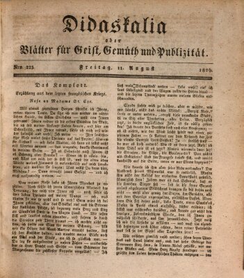 Didaskalia oder Blätter für Geist, Gemüth und Publizität (Didaskalia) Freitag 11. August 1826