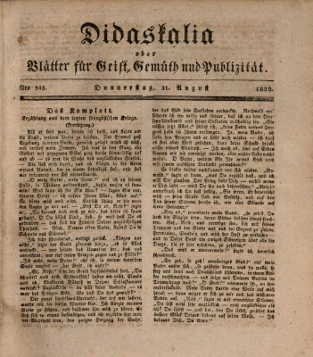 Didaskalia oder Blätter für Geist, Gemüth und Publizität (Didaskalia) Donnerstag 31. August 1826