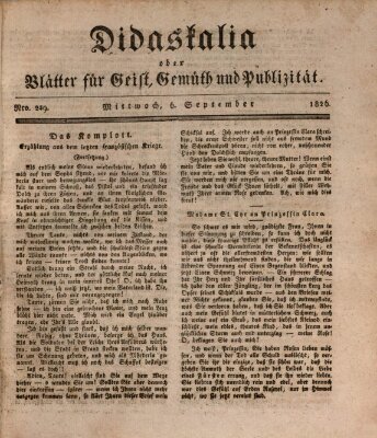 Didaskalia oder Blätter für Geist, Gemüth und Publizität (Didaskalia) Mittwoch 6. September 1826